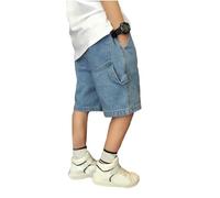Générique Shorts Garçon Jean décontracté Jambes Larges Short Chino Enfant et Bermudas Unisexe Taille Lastique Mode Denim Cargo Ado Garcon 4-14 Ans