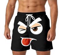 Générique Shorts Homme Casual - Short Ete Homme Short d'été décontracté à imprimé de Visages de Dessins animés Amusants Confortable Taille élastique Respirant Pantalon d'extérieur