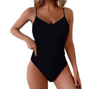 Générique Shorts Sexy Conservative Swimsuit Tummy Swimsuit for Women Bathing Suits Ruched Swimwear with Breast No Support Bas De Maillot De Bain Menstruelle Piscine (Black, XL)