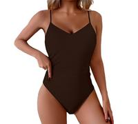 Générique Shorts Sexy Conservative Swimsuit Tummy Swimsuit for Women Bathing Suits Ruched Swimwear with Breast No Support Bas De Maillot De Bain Menstruelle Piscine (Coffee, L)