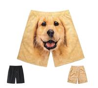 Générique Shorts with Dog Face on Butt, 3D Graphic Funny Dog Beach Boxer Shorts, Couple Models Summer Cartoon Dog Short (Yellow,TG)