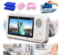 Générique Shower Phone Holder with Speaker, Waterproof Phone Holder for Shower - Built-in Wireless Bluetooth Speaker, 360° Rotation Ipx4 Waterproof, Enhanced Sound, for Bathroom, Shower Wall (White)