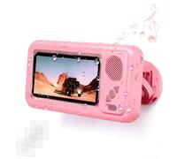 Générique Shower Phone Holder with Wireless Bluetooth Speaker, Shower Phone Holder Waterproof, Anti-Fog Retractable Screen Touch Showers Phones Case, 480 Rotation (Pink)