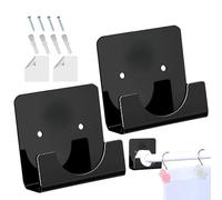 Générique Shower Rod Bracket - Acrylic 7.9x7.9x3.6cm | Adhesive Pipe Holder, Transparent Invisible Wardrobe Rod Support | for Bathroom Kitchen Hotel Home Curtain Rods Fixing Wall Use
