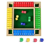 Générique Shut The Box 4 Joueurs -Jeu de société en Bois Classique-Jeu de dés-Jeu de Rassemblement de la Famille-Jouet de Voyage-Convient à la Formation en logique mathématique pour Enfants (A)