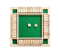 Générique Shut The Box 4 Joueurs -Jeu de société en Bois Classique-Jeu de dés-Jeu de Rassemblement de la Famille-Jouet de Voyage-Convient à la Formation en logique mathématique pour Enfants (B)