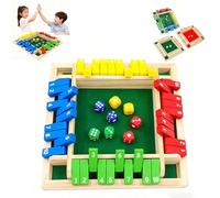 Générique Shut The Box Game, Four-Sided Flip Card Game Toys, Shut The Box Game Wooden Board for 2-4 Players, for Classroom,Home,Party (Multicolor)