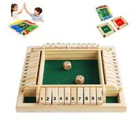 Générique Shut The Box Game, Four-Sided Flip Card Game Toys, Shut The Box Game Wooden Board for 2-4 Players, for Classroom,Home,Party (Green)