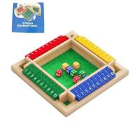 Générique Shut The Box-Wooden Dice Board Game, Shut The Box Game 2-4 Player, Four-Sided Flip Card Games Toys, with 8 Dices for Classroom, Home, Party Or Pub (Four Sides,Mixed Colors)