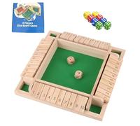 Générique Shut The Box-Wooden Dice Board Game, Shut The Box Game 2-4 Player, Four-Sided Flip Card Games Toys, with 8 Dices for Classroom, Home, Party Or Pub (Four Sides,Green)