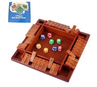 Générique Shut The Box-Wooden Dice Board Game, Shut The Box Game 2-4 Player, Four-Sided Flip Card Games Toys, with 8 Dices for Classroom, Home, Party Or Pub (Four Sides,Vintage Colors)