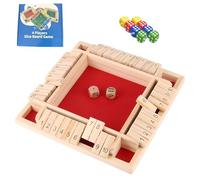 Générique Shut The Box-Wooden Dice Board Game, Shut The Box Game 2-4 Player, Four-Sided Flip Card Games Toys, with 8 Dices for Classroom, Home, Party Or Pub (B)