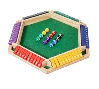 Générique Shut The Box-Wooden Dice Board Game, Shut The Box Game 2-4 Player, Four-Sided Flip Card Games Toys, with 8 Dices for Classroom, Home, Party Or Pub (E)