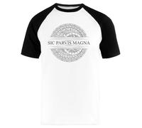 Générique Sic Parvis Magna - Uncharted T-Shirt De Baseball Unisexe Blanc À Manches Courtes