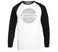 Générique Sic Parvis Magna - Uncharted T-Shirt De Baseball Unisexe Blanc À Manches Longues