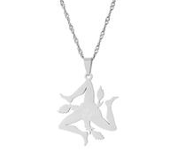 Générique Sicily Italy Cities Flag Pendant Necklaces Silver Color Gold Color Italian Sicilia Jewelry Couple fashionable high-end accessories (Model 2)