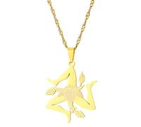 Générique Sicily Italy Cities Flag Pendant Necklaces Silver Color Gold Color Italian Sicilia Jewelry Couple fashionable high-end accessories (Model 1)