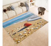 Générique Sicily Tapis Vintage Plage Maritime, Adulte Poils Ras avec l'océan Lavable, à Poils Courts, antidérapant, Doux, pour Chambre à Coucher, Chambre d'enfant, Bureau 100x140cm