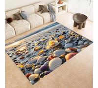 Générique Sicily Tapis Vintage Vague Bleue au Coucher du Soleil, Adulte Poils Ras Maritime Lavable, à Poils Courts, antidérapant, Doux, pour Chambre à Coucher, Chambre d'enfant, Bureau 100x140cm