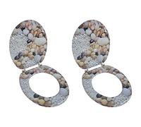 Générique Sièges de Toilette avec couvercles 2 pcs MDF Galets Quincaillerie Plomberie Pièces & matériel de plomberie Accessoires pour bidets & Toilettes Sièges de Toilettes & de bidets (Poids 7KG)