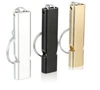 Générique Sifflet de Survie Double Tubes en Métal,Lot de 3 Pièces,Haute Décibel avec Porte-clés pour Camping,Chasse,Escalade,Gymnase,Or,Noir,Argent