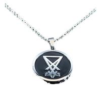Générique Sigil de l’Église de Satan Collier des hommes Sceau de Lucifer LaVey caché en émail du diable Collier bijoux colliers N2036S03