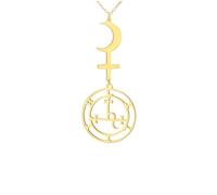 Générique Sigil de la Déesse Mythique de Lilith Colliers Pendentif Croix de Lune Collier Amulette Salomon