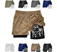 Générique Siirigo Shorts for Men, 2 in 1 Quick Dry Mens Shorts Casual 2 Pack,Print Gym Running Training Short with Pockets