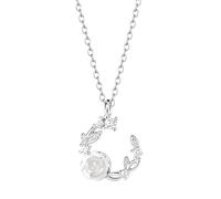 Générique Silbernes Blumen-Collier für Damen, florales S925-Design, verstellbare Länge, Harzdetails, elegante Geschenkbox, edles Schmuckstück für Modeanlässe und zum Verschenken