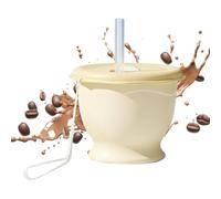 Générique Silicone Cup Foldable - 150ml Travel Coffee Cup, Portable Silicone Drinking Cups With Straw, Folding Beverage Mug | Reusable Gym Picnic School Outdoor Hydration Cups With Wrist Strap