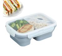 Générique Silicone Lunch Box, Double Compartment Foldable Bowl, 1100ml size with utensil, Leakproof Lid Food Container, Modern Style with Valve, Portable Container for Office Meals