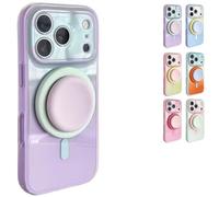 Générique Silicone Phone Case with Detachable Magnetic Ring Stand for 14-17 Series, Dual-Tone Light Gradient Compatible, All-Around Lens Protection (Purple,16promax)