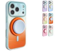 Générique Silicone Phone Case with Detachable Magnetic Ring Stand for 14-17 Series, Dual-Tone Light Gradient Compatible, All-Around Lens Protection (Orange,16promax)