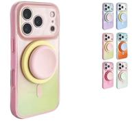 Générique Silicone Phone Case with Detachable Magnetic Ring Stand for 14-17 Series, Dual-Tone Light Gradient Compatible, All-Around Lens Protection (Yellow,15)