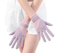 Générique Silk Gloves - 21cm Splicing Non Slip Thin Driving Gloves Ice Silk UV Protection Breathable Full Finger Sunscreen Glove for Women Princess Style Cycling Driving Summer Outdoor Wear
