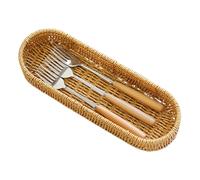 Générique Silverware Organizer - Artificial Wicker Basket, Handmade Woven Storage Holder For Cutlery, Countertop Rack For Spoons, Knives, Forks, Snacks, Dining Table, Buffet, Pantry, Vanity, Bedroom
