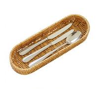 Générique Silverware Organizer Wicker Basket - 31x10x5cm Handmade Artificial Rattan Storage Holder, Tableware Organizer For Spoons Knives Forks Cutlery Snacks, Suitable Counter