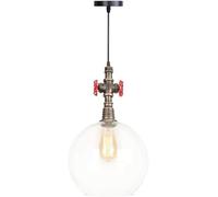 Générique Simple V-intage Boule de Verre 20 cm/25 cm Suspension Industrielle Plafonnier Lampe Steampunk Laiton Rétro Tuyau d'eau en Métal E27 1 Lumières Lampes Suspendues,Style Minimaliste