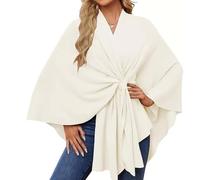 Générique Simplifyleast Shawl Wrap, Elegant Shawl Wraps Soft Open Front Poncho Sweater, Cross Front Knit Wrap for Winter (O)