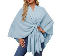 Générique Simplifyleast Shawl Wrap,Elegant Shawl Wraps Soft Open Front Poncho Sweater,Exquisite Shawls for Fall and Winter (Light Blue,One size)