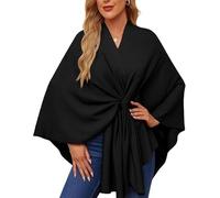 Générique Simplifyleast Shawl Wrap, Elegant Shawl Wraps Soft Open Front Poncho Sweater,Women's Solid Color Shawls, Chic And Light (Black)