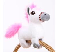 Générique Simulation Blanc Front Cheval Pa Pa Anneau en Peluche Jouet Kawaii Réaliste Animal Doux Cheval en Peluche Poupée Décor Ami Enfant Cadeau