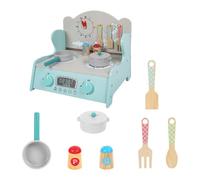 Générique Simulation Cuisine Jouet Ensemble de Cuisine Miniature en Bois Accessoires de Cuisine pour Enfants Éducation Motricité Imitation Adapté pour Cadeau Dé, Blue Set A
