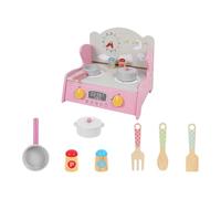 Générique Simulation Cuisine Jouet Ensemble de Cuisine Miniature en Bois Accessoires de Cuisine pour Enfants Éducation Motricité Imitation Adapté pour Cadeau Dé, Pink Set A