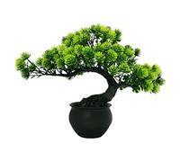 Générique Simulation Pin d'accueil Plante Verte de Bureau en Pot Arbre Artificial Bonsaï d'accueil en Plastique pour la décoration Intérieure 31 x 24 cm (Vert)