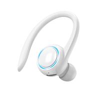Générique Single Ear Wireless Earphones 5.2, Noise-Cancelling Cordless in-Ear Headset with Ear Hook, 50mAh, Comfortable Earpiece for Sports Business Calls Travel, Black White