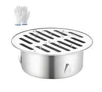 Générique Siphon de Sol Rond, 40mm 50mm 75mm 110mm 150mm 200mm Anti-Blocage Siphon de Sol Exterieur en Acier Inoxydable, Grille Métallique pour Balcon(40mm/1.6in)