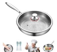 Générique Siraat Pure Titanium Pan Hammered Pattern, Siraat Ultra-Durable Titanium Pro Cookware, 3-Ply Titaniums Pan with Hammered Finish and Glass Lid, For All Stovetops, Induction, Gas (10.23in)