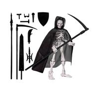Générique Skeleton Action Figure Toy, Assembly Skull Model Set, Poseable Battle Figurine, Customizable Item with Weapons, Human Frame Display Kit, for Desktop, Shelf, Or Table Decoration