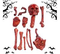 Générique Skeleton Decoration, Human Skull Prop Set 17.72x8.66x7.87 inches, Realistic Bone Halloween Decor with Weatherproof Design for Lawn Graveyard Haunted House Party Yard Carnival Display Setup